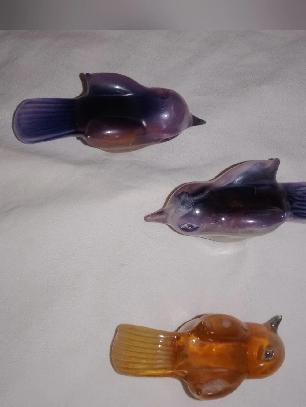 Vintage Glass Birds Crafting Decor Gnome Town Collectible Set Of 3
